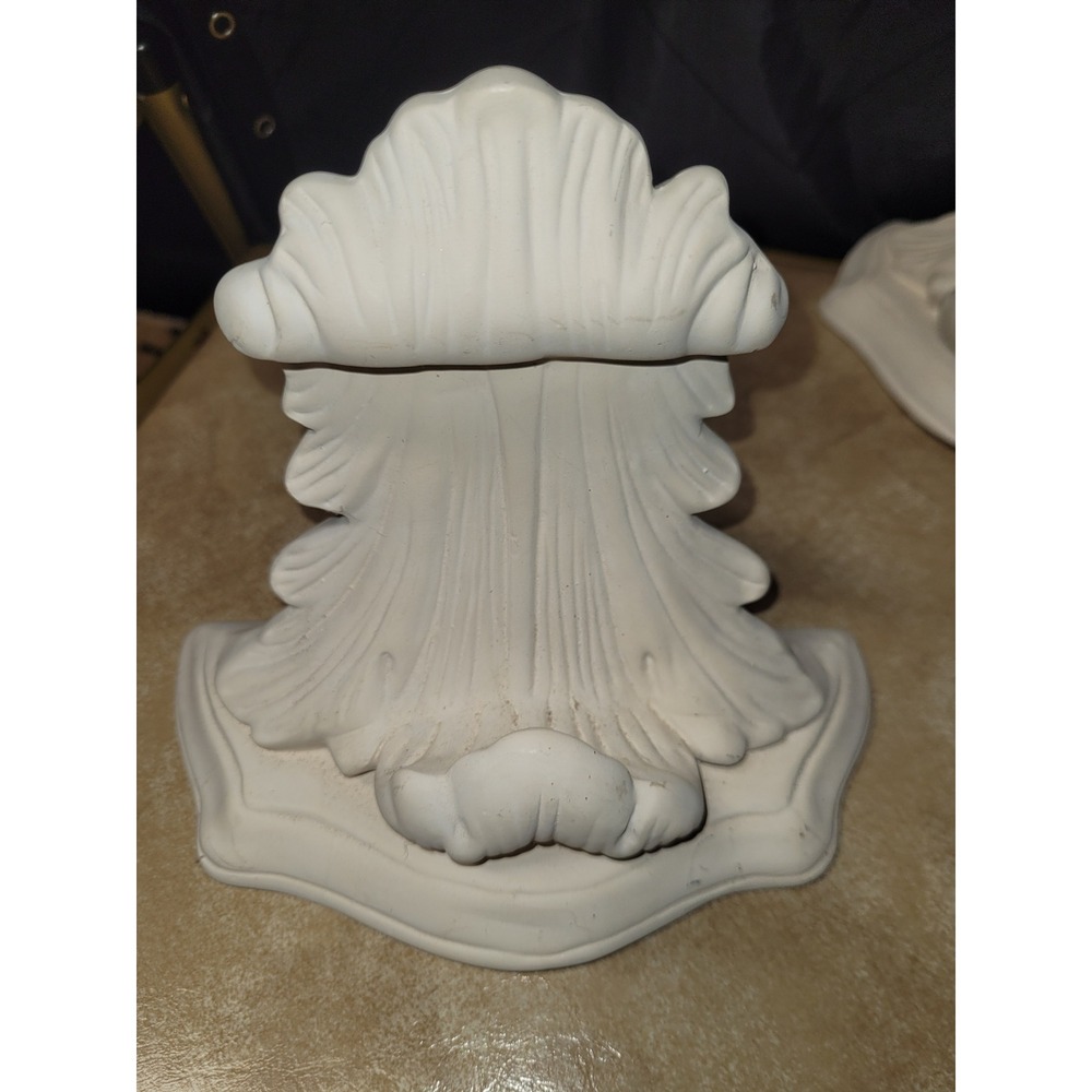 Vintage Art Deco Bookends‎ White Plaster Home Decor Shelf Sculptural Accent